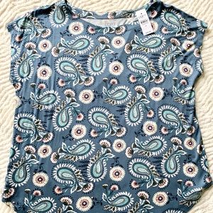 LOFT Paisley and Floral Short Sleeve Top NWT